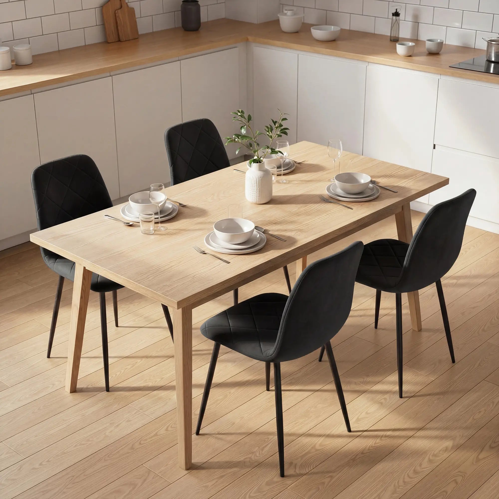 Upholstered Dining Chairs Set of 4, Steel Legs, Modern Kitchen, Black Dining Chairs at Gallery Canada
