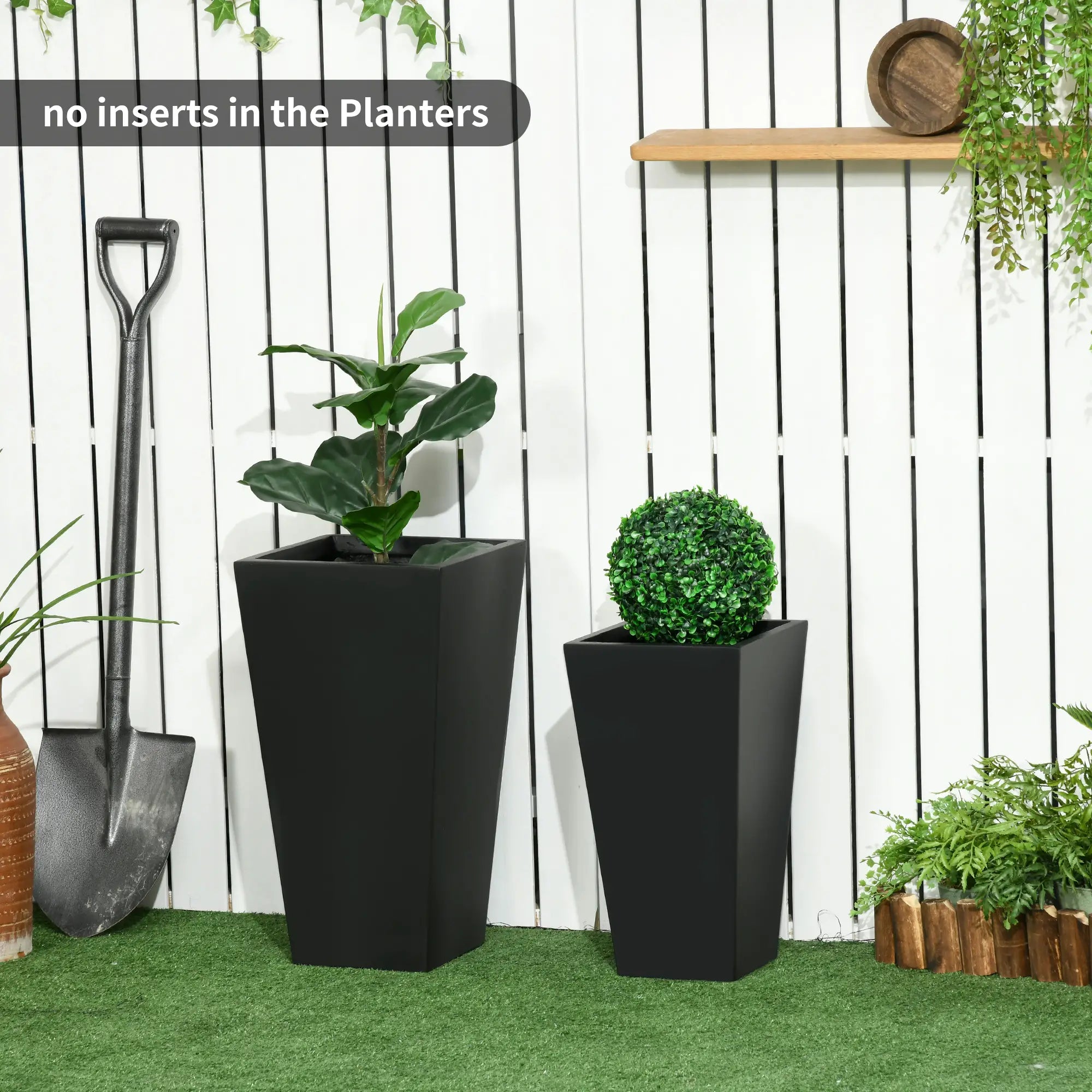 Set of 2 Tall Planters with Drainage Holes, 22