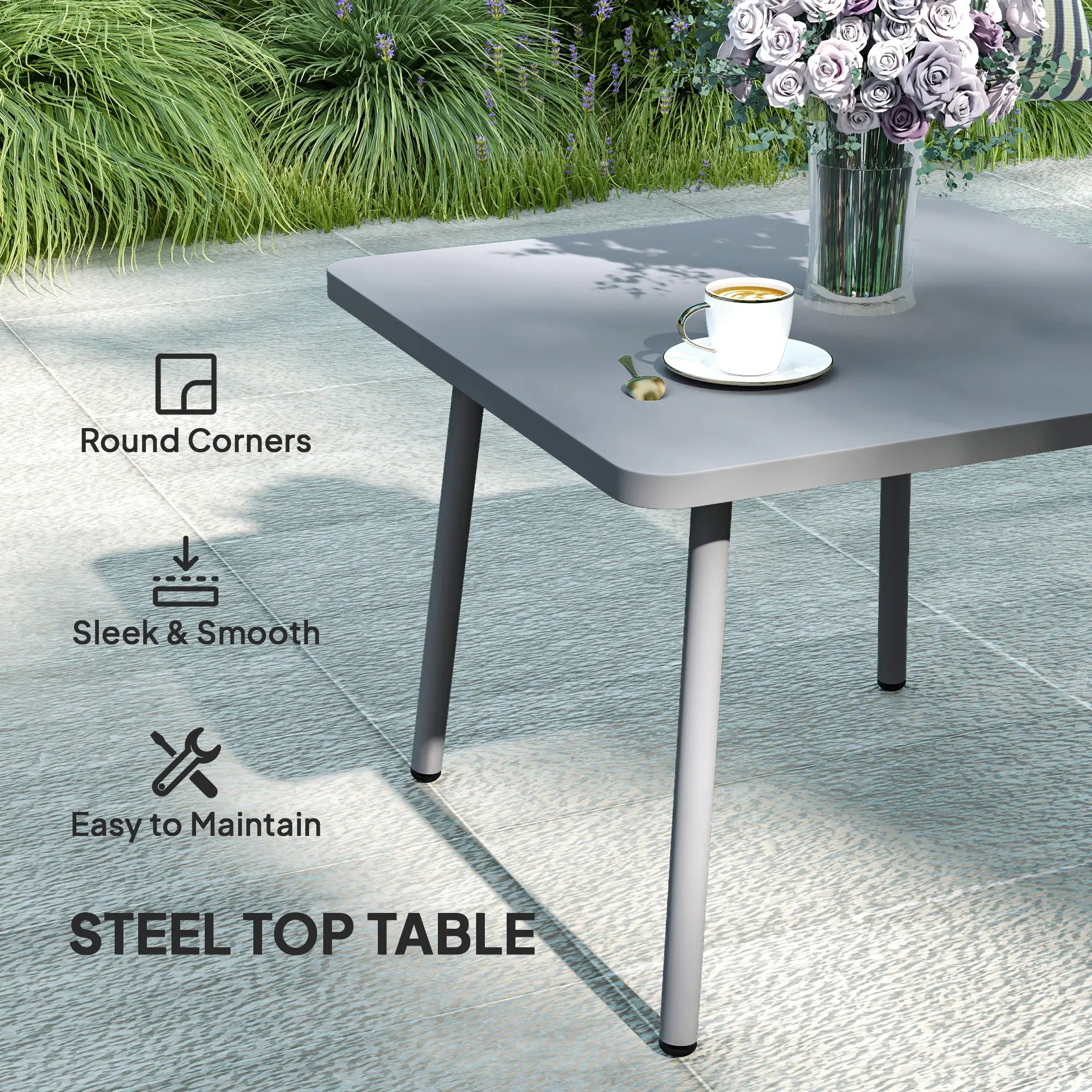 3 Pc Outdoor Furniture Set, L Shaped Wicker, Steel Table, Grey Patio Furniture Sets at Gallery Canada