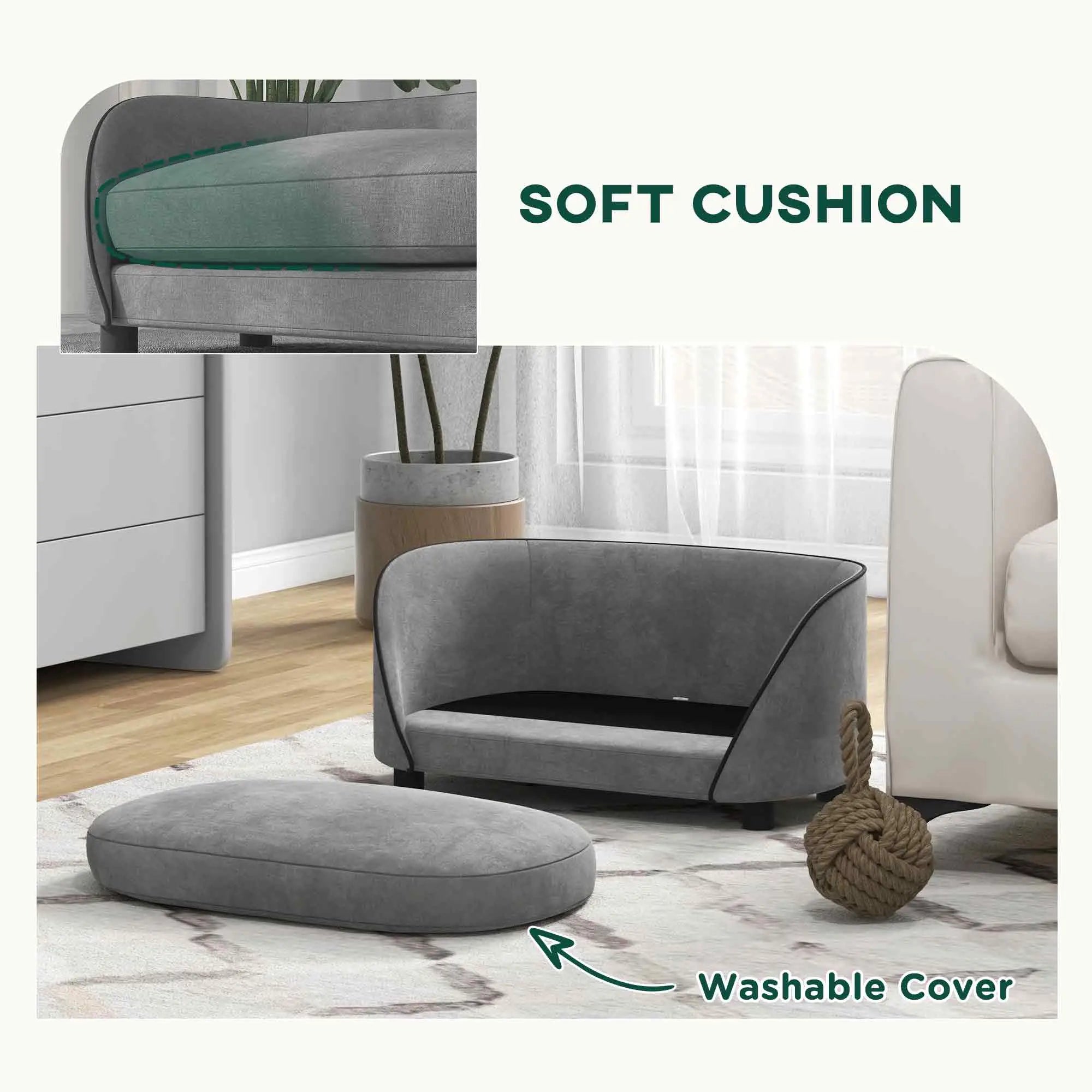 Pet Sofa Dog Couch, Small to Medium, Soft Cushion, Washable Cover, Grey Dog Sofas at Gallery Canada