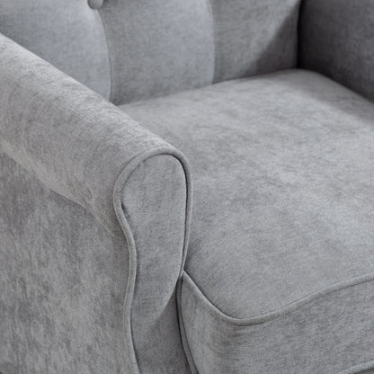 Mid-Century Modern Armchair, Thick Padded Seat, Spring Cushion, Solid Wood Legs, Grey Single Sofas at Gallery Canada