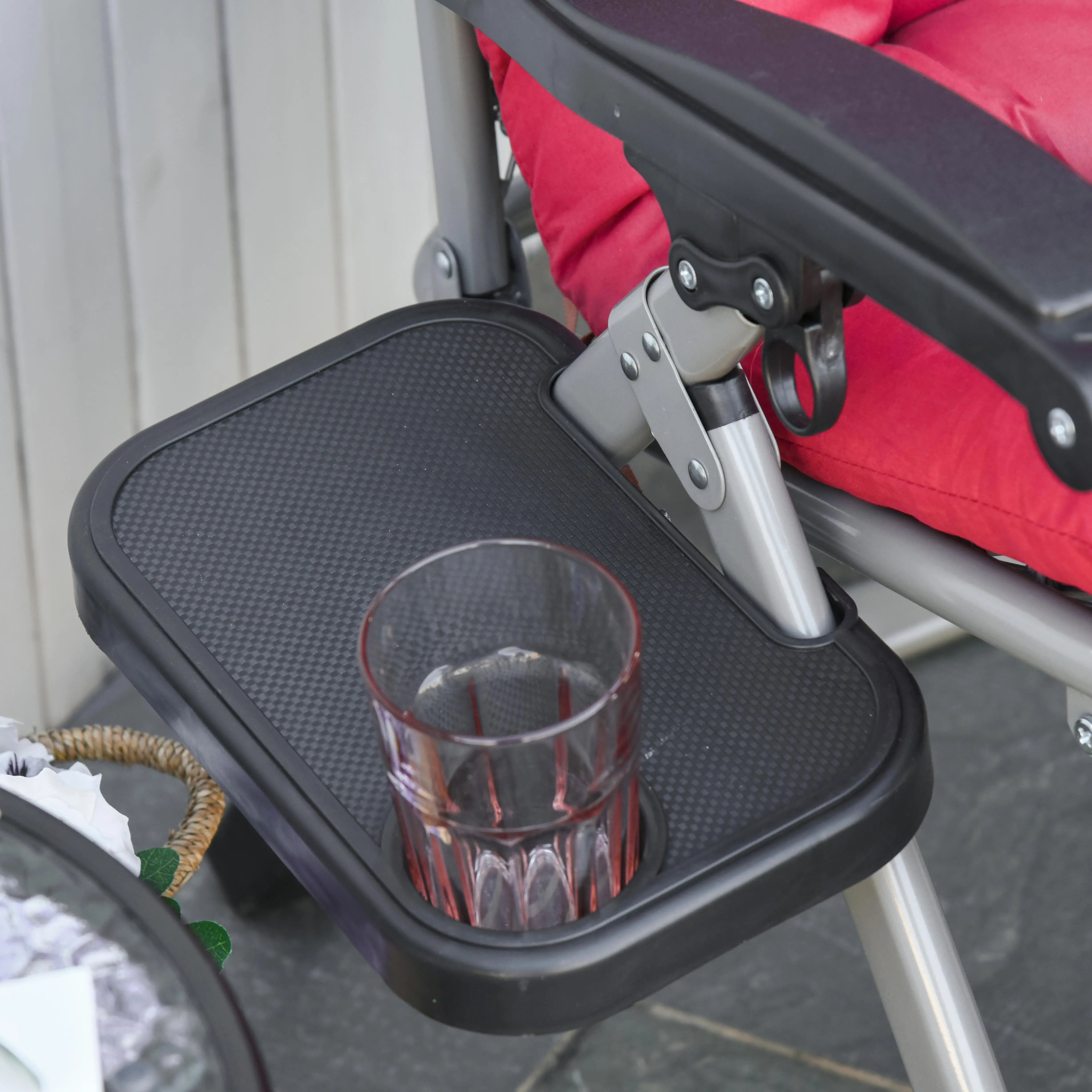 Zero Gravity Reclining Chair, Adjustable Backrest, Folding Sun Lounger, Removable Cushion, Headrest, Wine Red Lounger Chairs at Gallery Canada