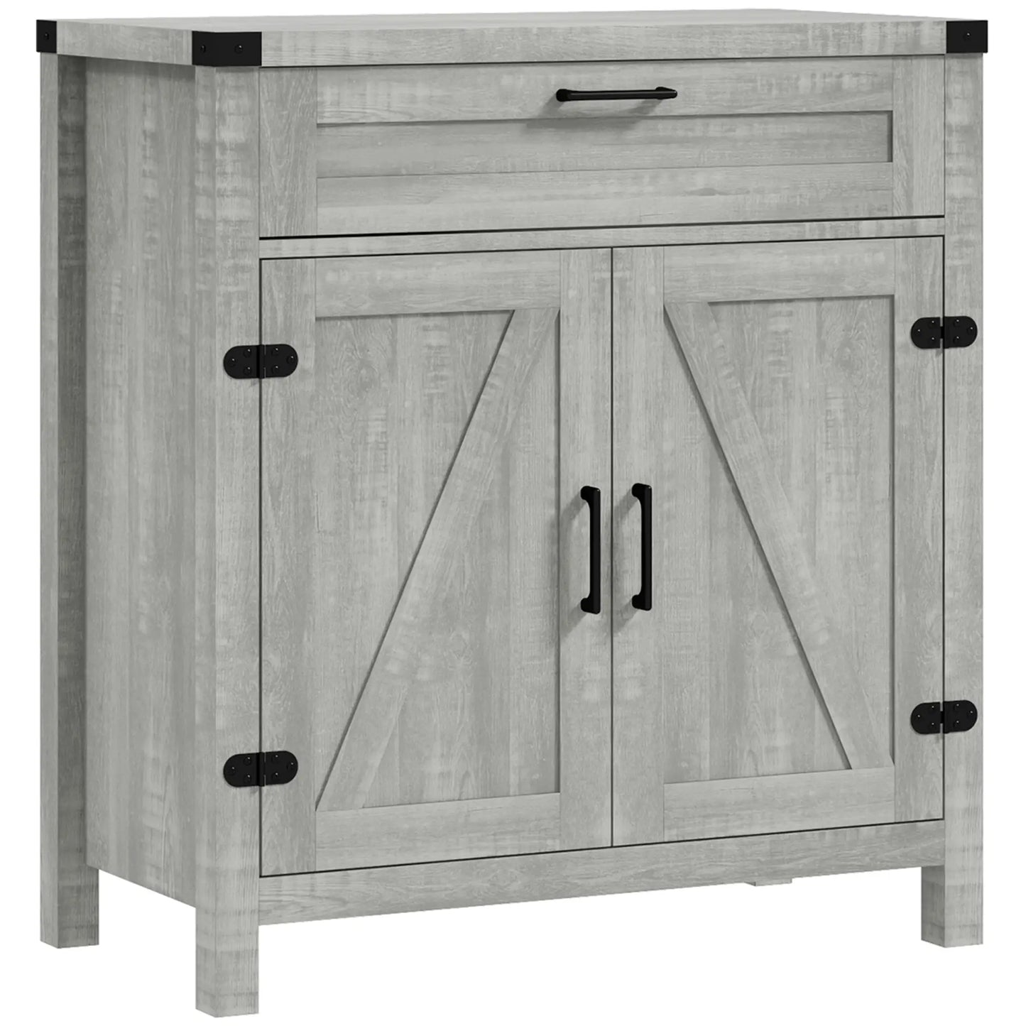 Farmhouse Kitchen Cabinet, Sideboard with 2 Barn Doors, Drawer, Grey Bar Cabinets Grey at Gallery Canada