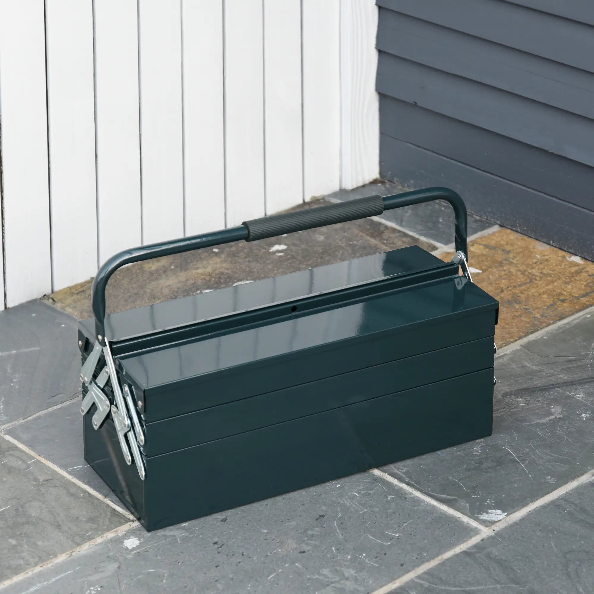 22 Metal Tool Box, 5-Tray Cantilever Steel Chest, Dark Green Tool Organizers at Gallery Canada