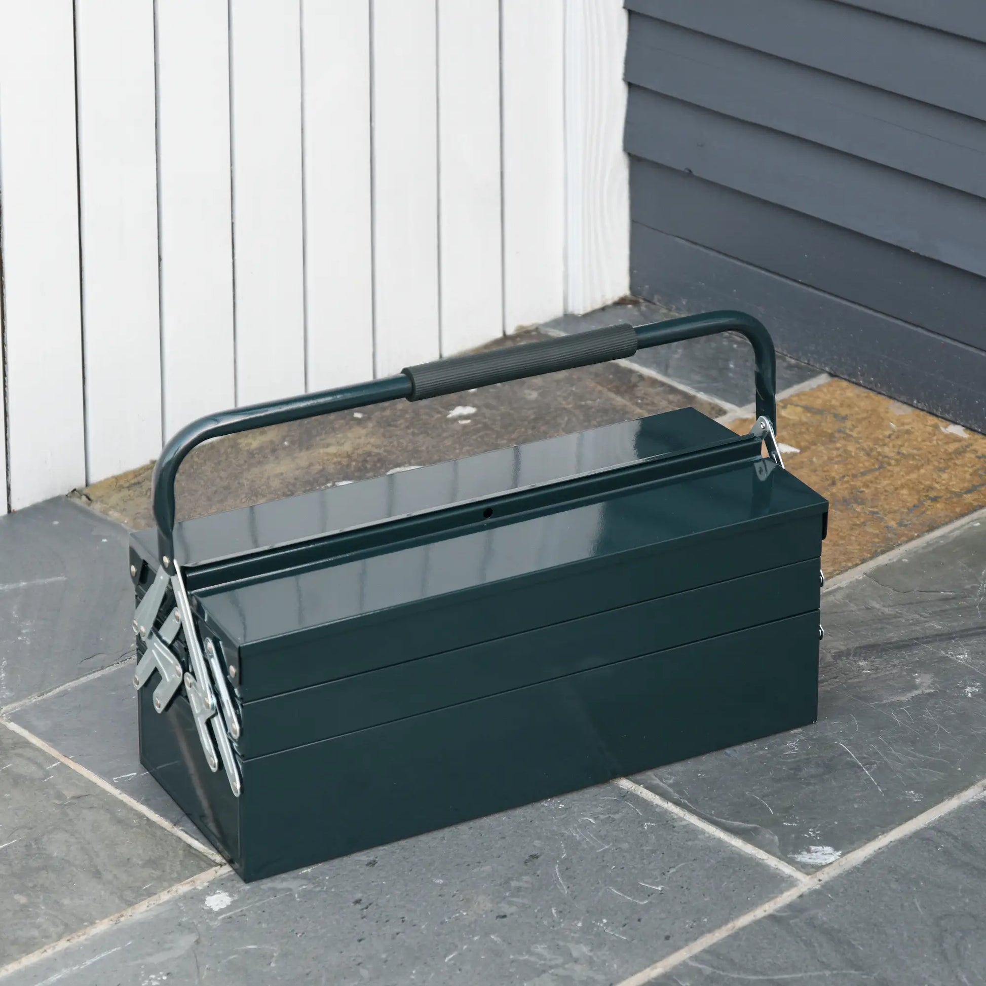 22 Metal Tool Box, 5-Tray Cantilever Steel Chest, Dark Green Tool Organizers at Gallery Canada