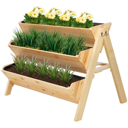 47'' 3-Tiers Raised Garden Bed Raised Planter Boxes Wooden Plant Stand with Side Hooks &; Storage Clapboard, Great for Flowers Herbs Vegetables at Gallery Canada