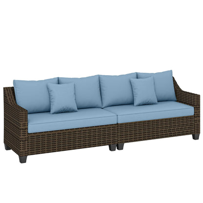 PE Wicker Outdoor Couch Sofa, 4-Seater Modular Patio Furniture, Blue Patio Furniture Sets at Gallery Canada