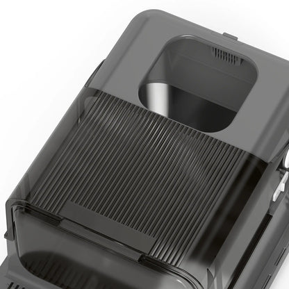 Bac à litière pour chat en acier inoxydable XXL, fermé, côtés hauts, noir