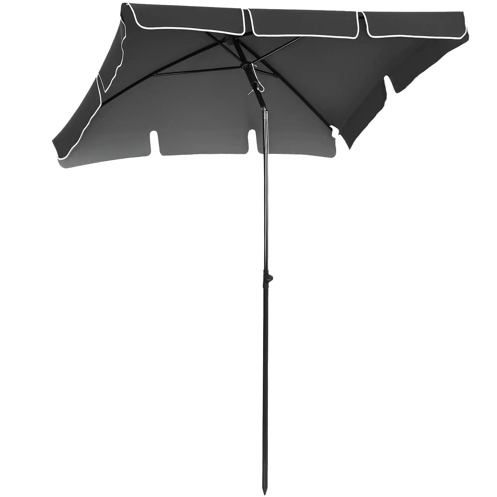 6.5x4ft Rectangle Patio Umbrella, Aluminum Tilt Adjustable, Grey Sun Umbrellas Black and Grey at Gallery Canada