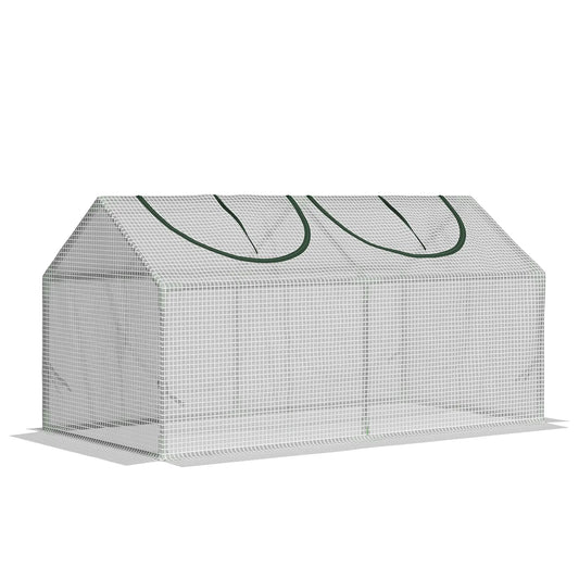 47" x 24" x 24" Mini Tunnel Greenhouse, Steel Frame, PE Cover, White Mini Greenhouses White at Gallery Canada