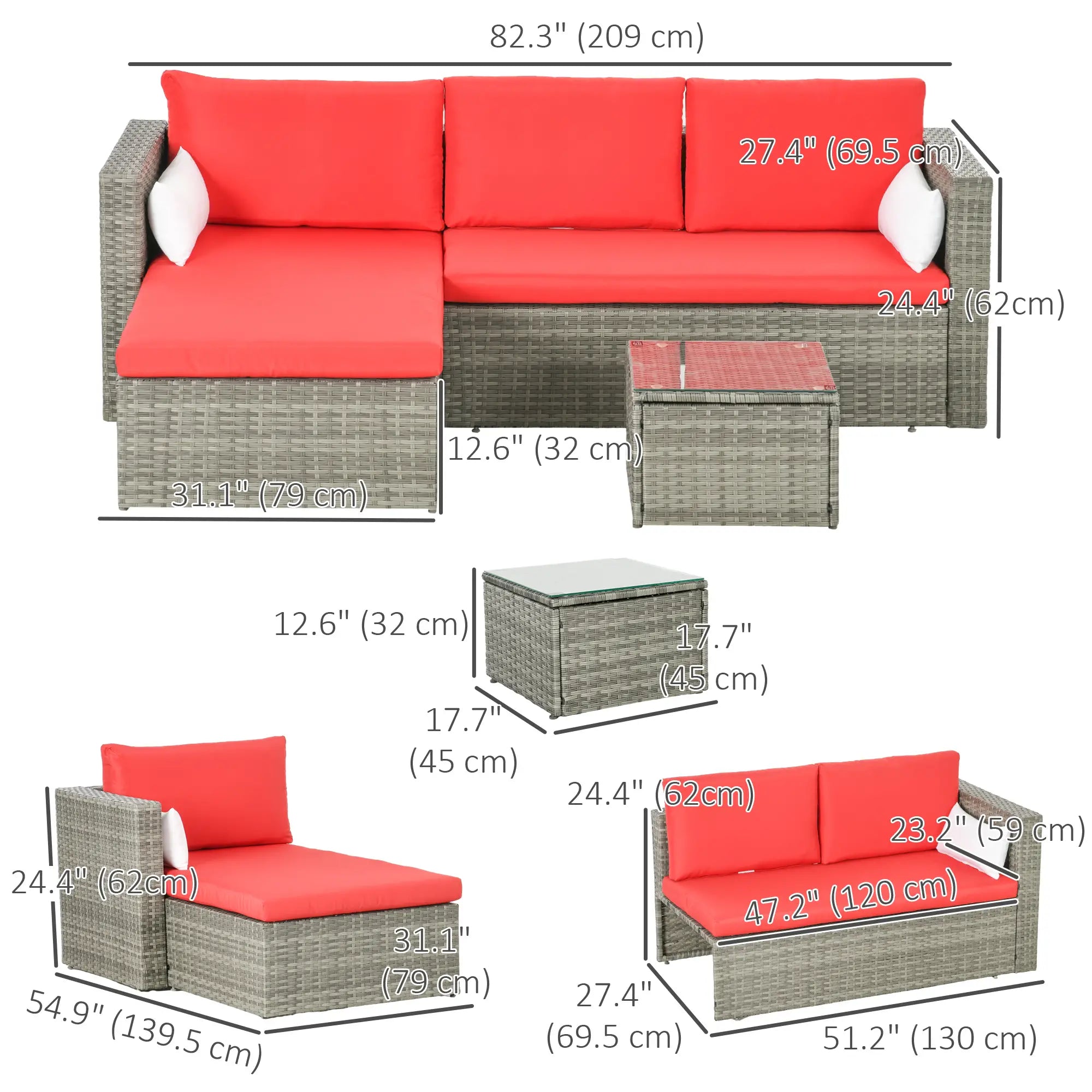 Modern Rattan Sofa Set, Wicker Patio Furniture with Coffee Table Patio Furniture Sets at Gallery Canada