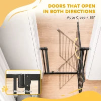 30-32In Baby Pet Gate 36In H Auto-Close Two-Way, Black