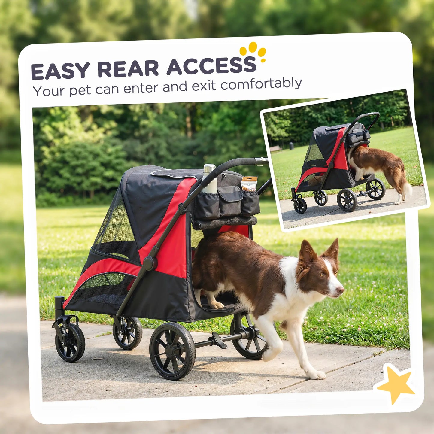 Foldable Pet Stroller, Large Dogs, Four Big Wheels, Black Dog Bike Trailers & Strollers at Gallery Canada