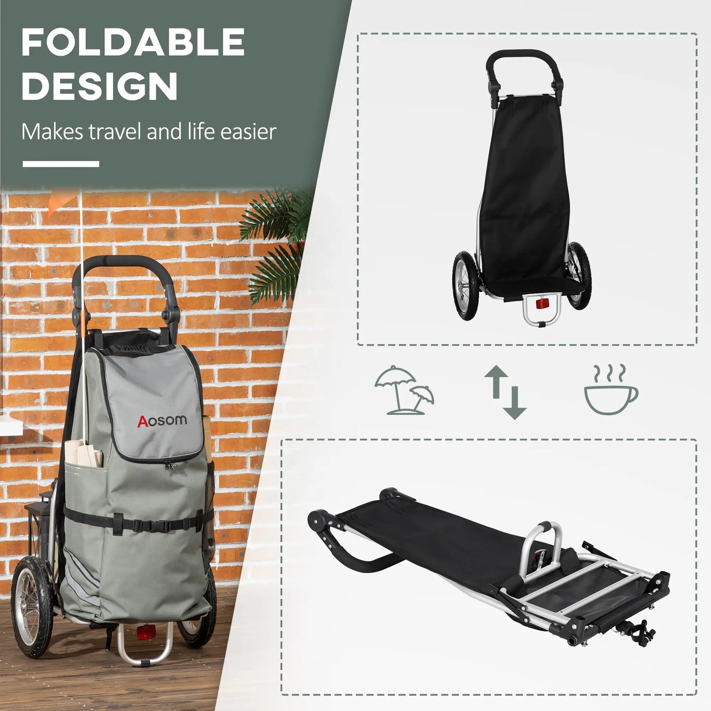 Bike Trailer, Bicycle Cargo Trailer, 12" Wheels, Reflective Strips, Aluminum Frame Bike Cargo Trailers at Gallery Canada