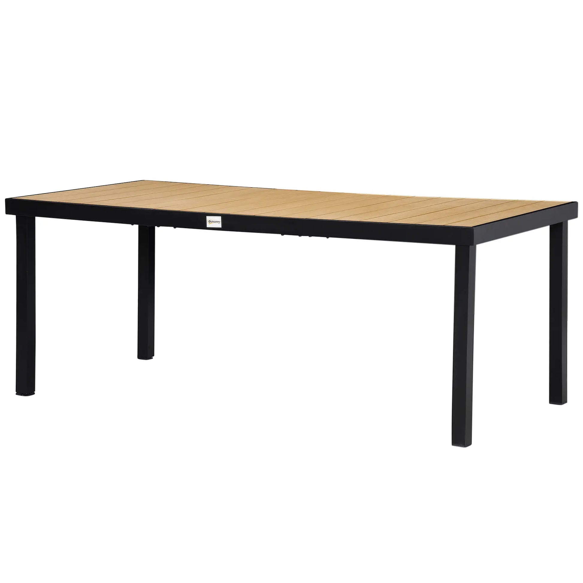 75" x 35" Outdoor Dining Table, Rectangular Aluminum Frame, All-Weather Faux Wood Top, Natural Patio Dinning Tables at Gallery Canada