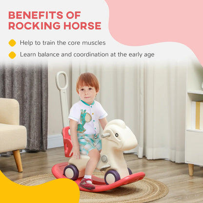 4 in 1 Kids Rocking Horse, Detachable Balance Board, Push Handle, Red Rocking Horses at Gallery Canada