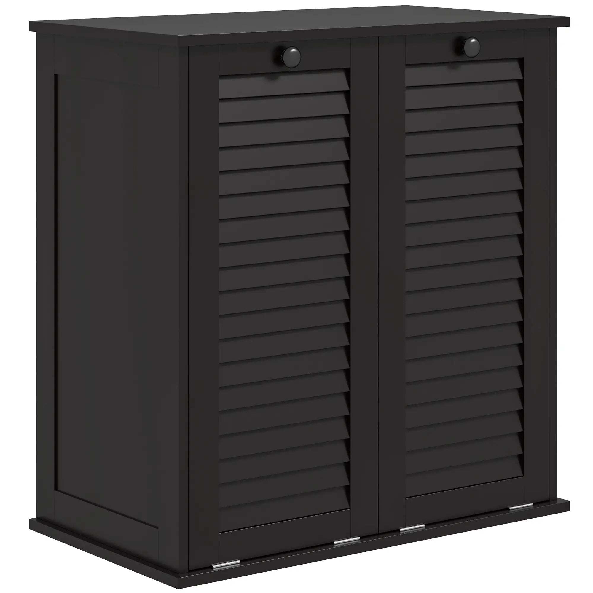 Tilt Out Laundry Cabinet, 2 Baskets, 2 Louvered Doors, Black Bathroom Cabinets at Gallery Canada