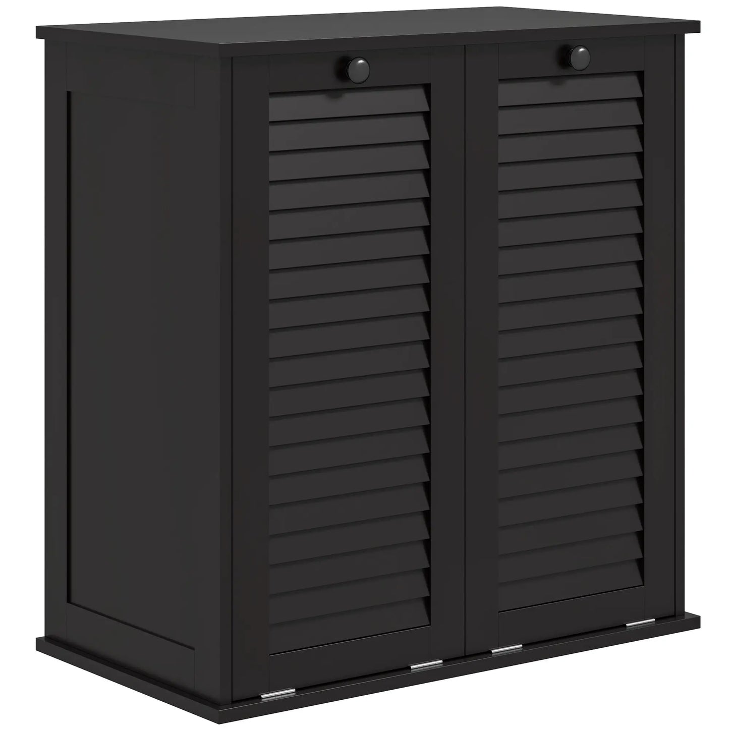 Tilt Out Laundry Cabinet, 2 Baskets, 2 Louvered Doors, Black Bathroom Cabinets at Gallery Canada