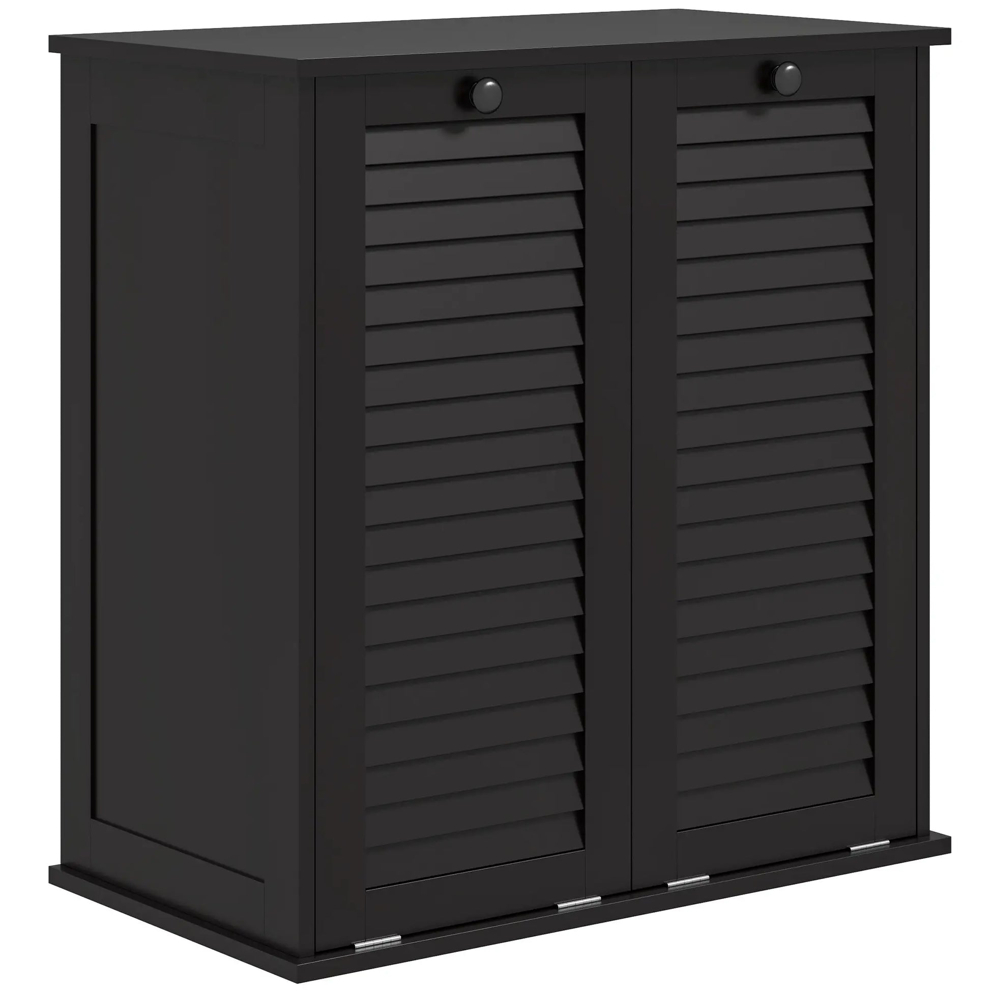 Tilt Out Laundry Cabinet, 2 Baskets, 2 Louvered Doors, Black Bathroom Cabinets at Gallery Canada