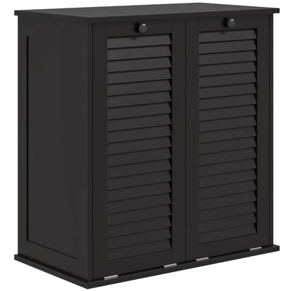 Tilt Out Laundry Cabinet, 2 Baskets, 2 Louvered Doors, Black Bathroom Cabinets at Gallery Canada