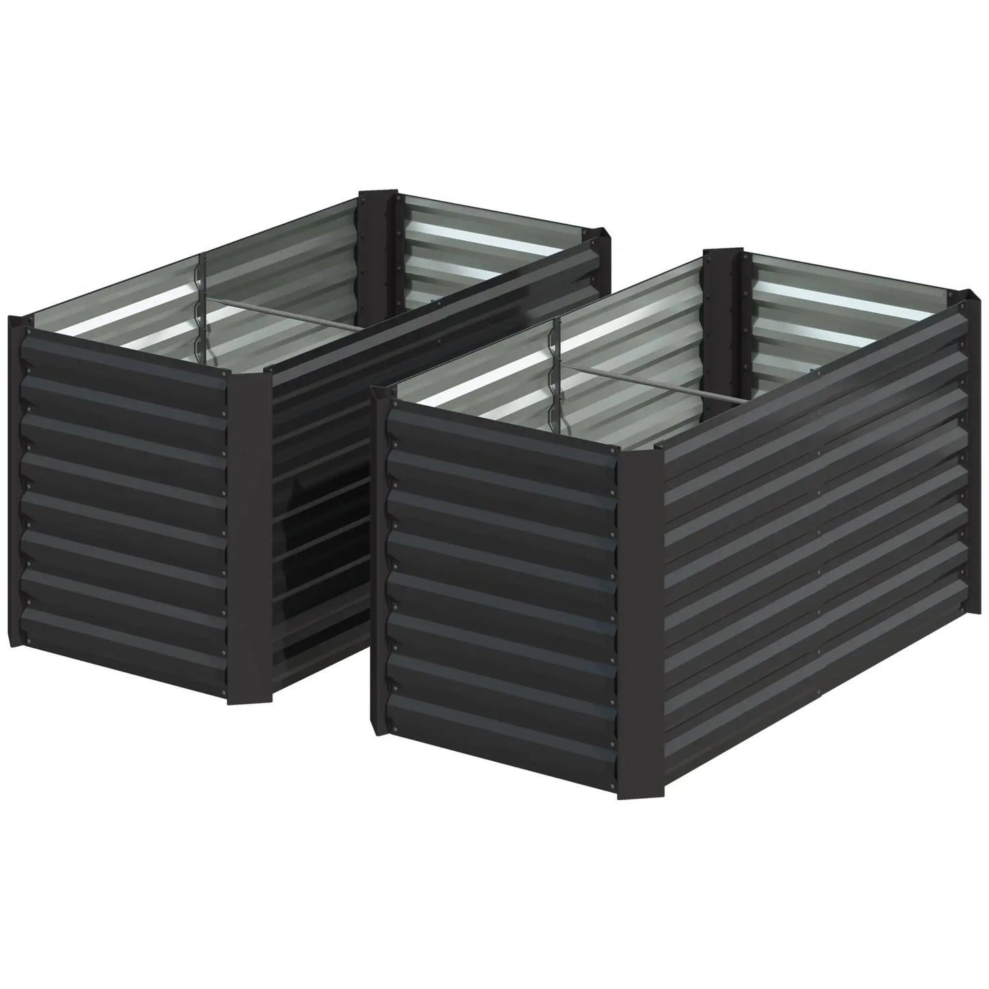 Set Of 2 Galvanized Metal Planters, 4' X 2' X 2' Raised Garden Bed, Dark Grey Galvanized Planter Boxes Dark Grey at Gallery Canada