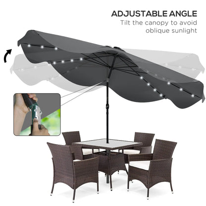 Solar Patio Umbrella with LED, Tilt, Crank, 10 x 10 ft, Dark Grey Sun Umbrellas at Gallery Canada