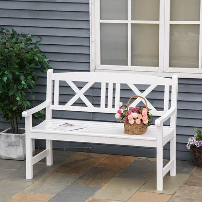 2-Seater Wooden Garden Bench, 4FT Outdoor Patio Loveseat, White Outdoor Benches at Gallery Canada