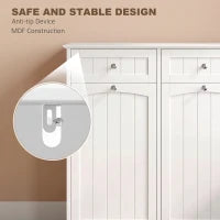 Laundry Cabinet, 2 Removable Bags, Tilt-Out Hamper, 2 Drawers, White