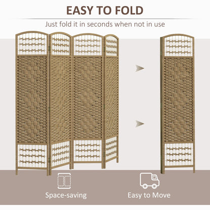 4 Panel Folding Room Divider, Portable Privacy Screen, Natural Room Dividers at Gallery Canada