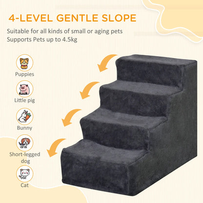 4-Step Dog Ramp for Sofa, Bed, Couch, Removable Cover, Dark Grey Dog Stairs at Gallery Canada