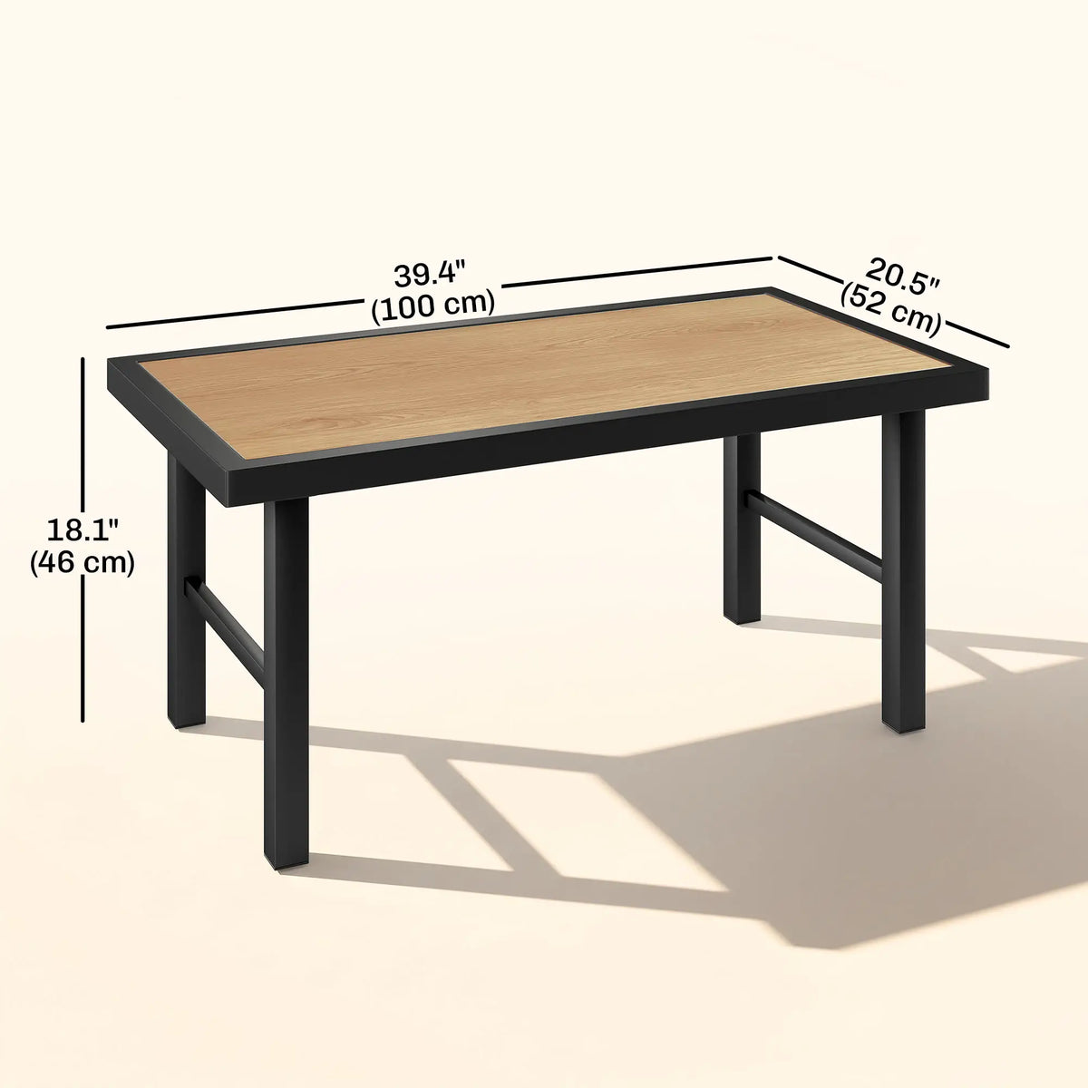 Outdoor Side Table, SPC Woodgrain Tabletop, Metal Patio Coffee Table, Brown Patio Side Tables at Gallery Canada