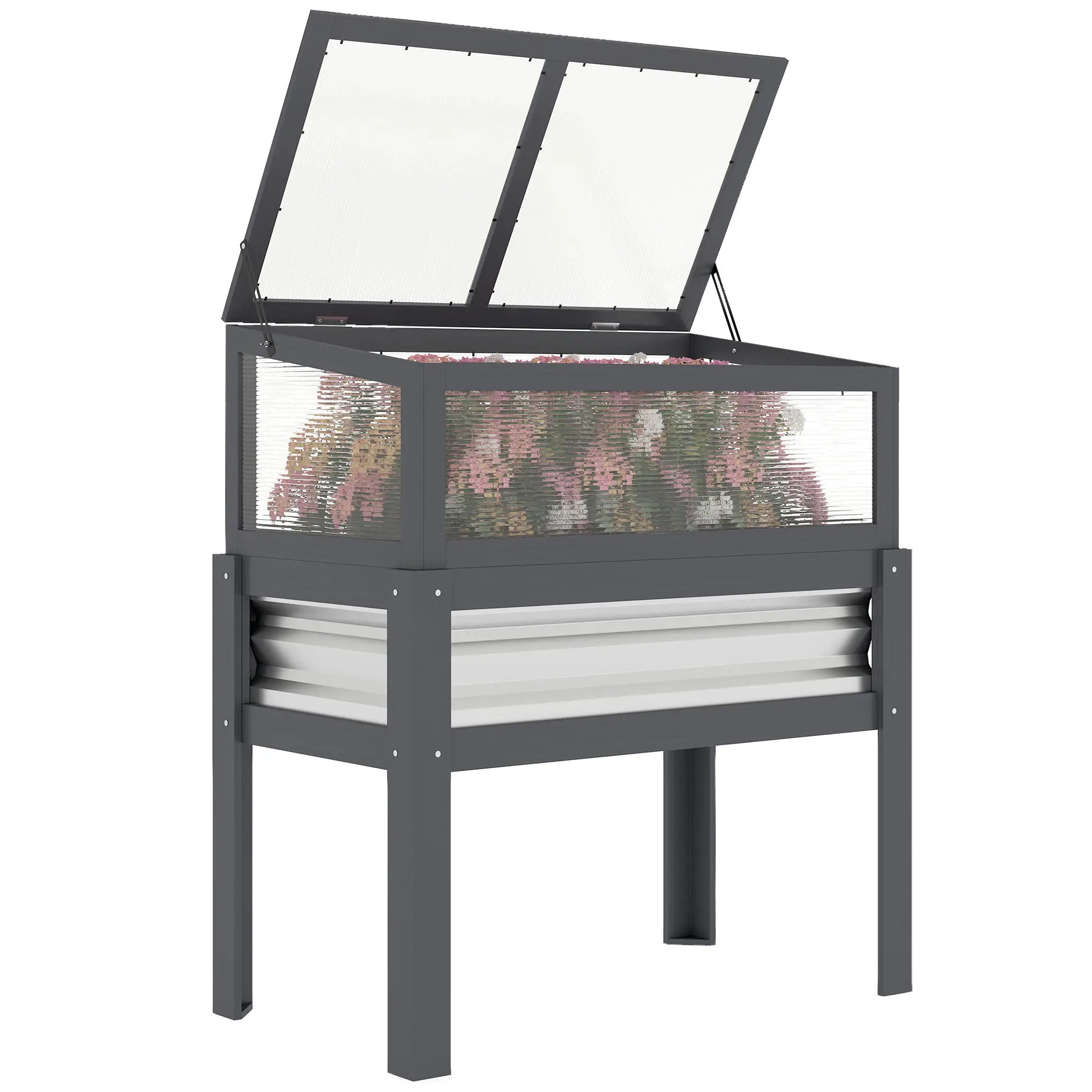 Raised Garden Bed With Greenhouse Top, Wooden Elevated Planter, Grey Elevated Garden Beds at Gallery Canada