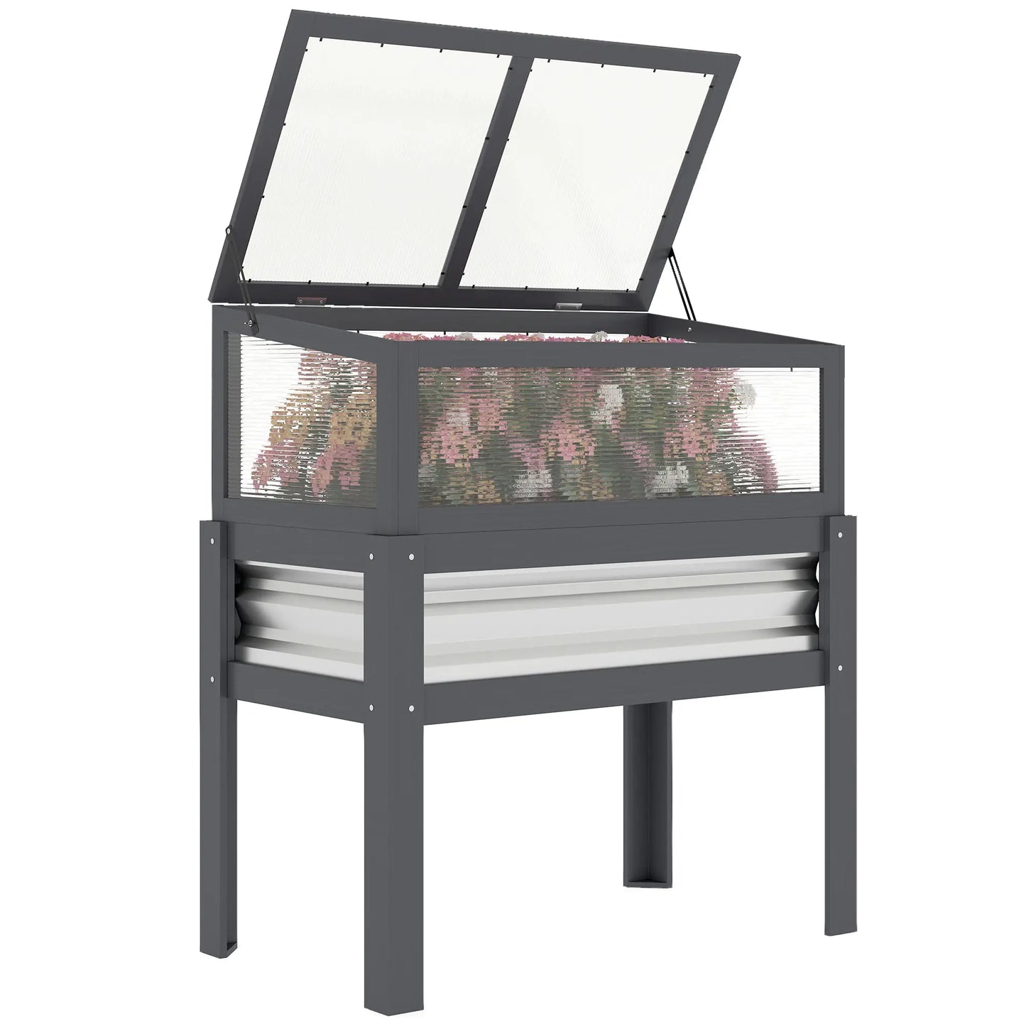 Raised Garden Bed With Greenhouse Top, Wooden Elevated Planter, Grey Elevated Garden Beds at Gallery Canada