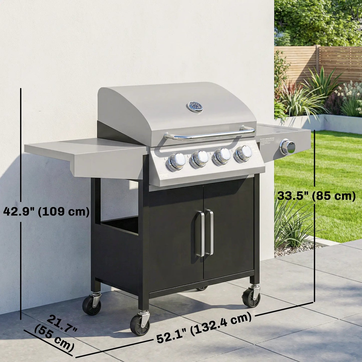 4+1 Burner Liquid Propane Gas Grill, Outdoor Portable BBQ Propane Gas Grills at Gallery Canada