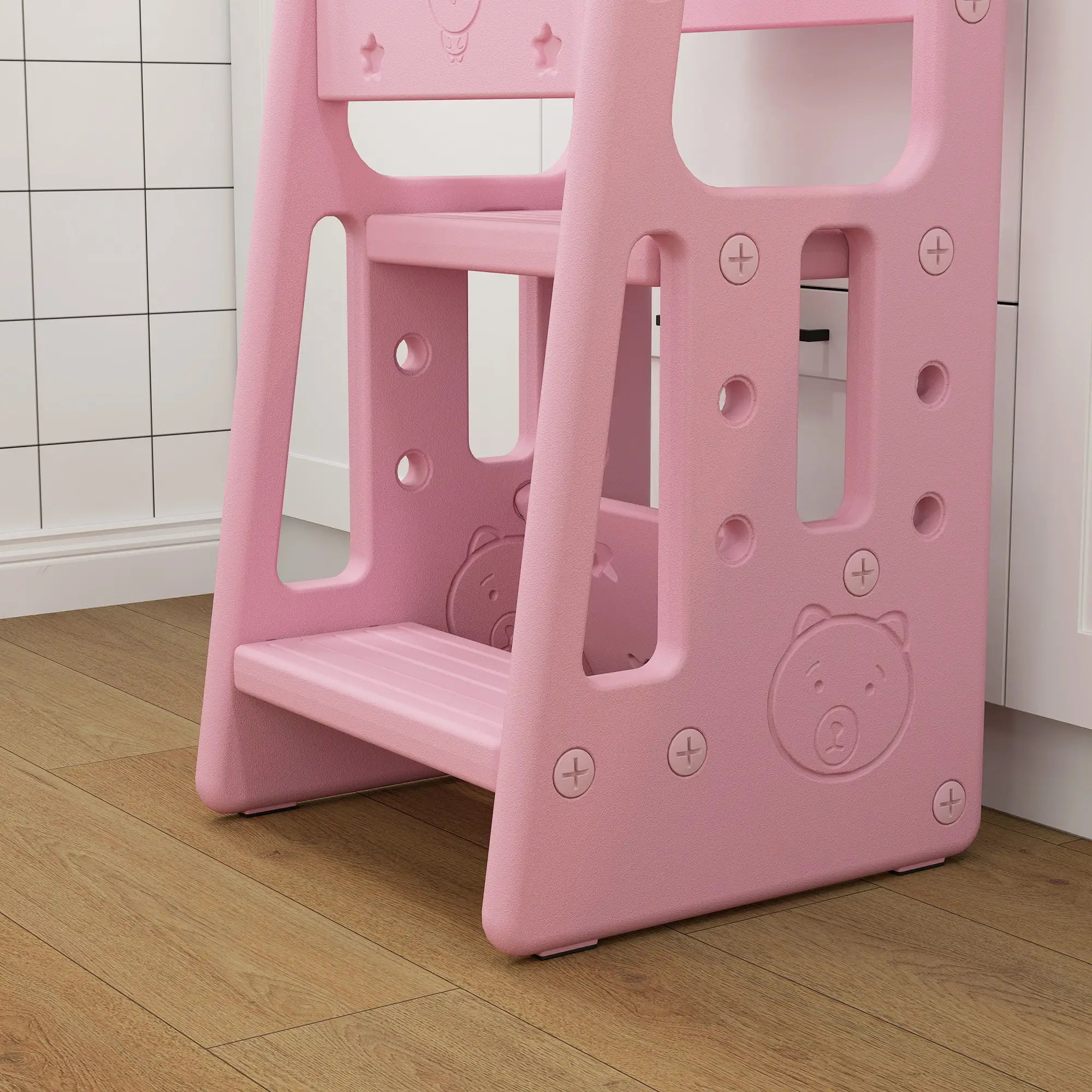 Toddler Kitchen Helper 2 Step Stool, Adjustable Height, Safety Rail, Pink Toddler & Kids Step Stools at Gallery Canada