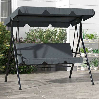 3-Seater Outdoor Porch Swing, Adjustable Canopy, Grey Porch Swings with Canopy at Gallery Canada