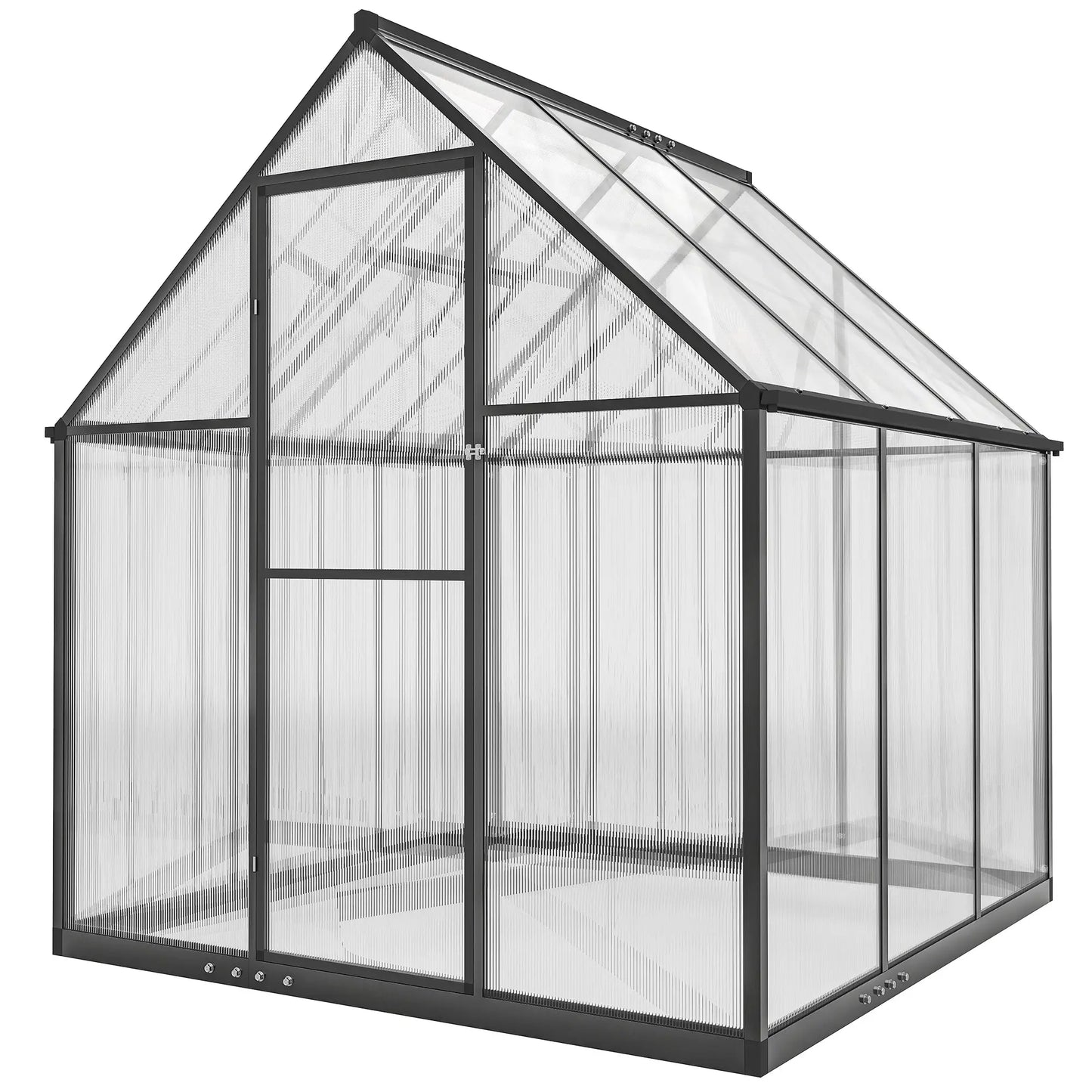 Polycarbonate Greenhouse, Swing Door, Adjustable Window, 6 x 6.5ft, Black Walk In Greenhouses Black, Clear at Gallery Canada