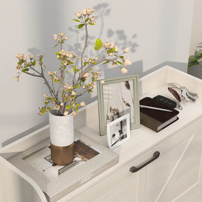 Narrow Shoe Storage Cabinet, 2 Flip Drawers, Adjustable Shelves, White Oak Shoe Storage Cabinets & Racks at Gallery Canada