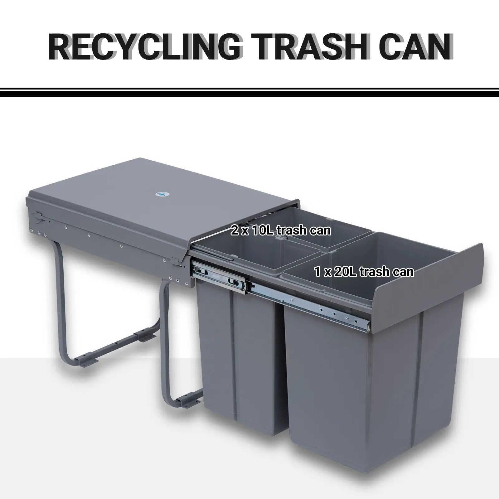 Pull Out Trash Can, 10.6 Gallon, Under Cabinet Slide Out Garbage Can, Grey Household Supplies at Gallery Canada