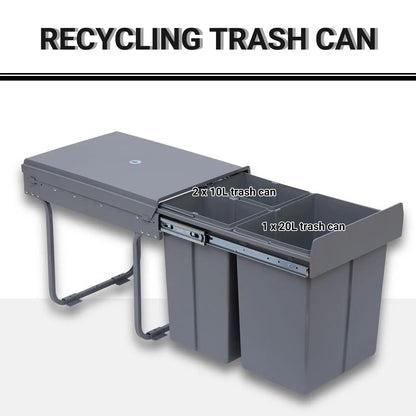 Pull Out Trash Can, 10.6 Gallon, Under Cabinet Slide Out Garbage Can, Grey Household Supplies at Gallery Canada
