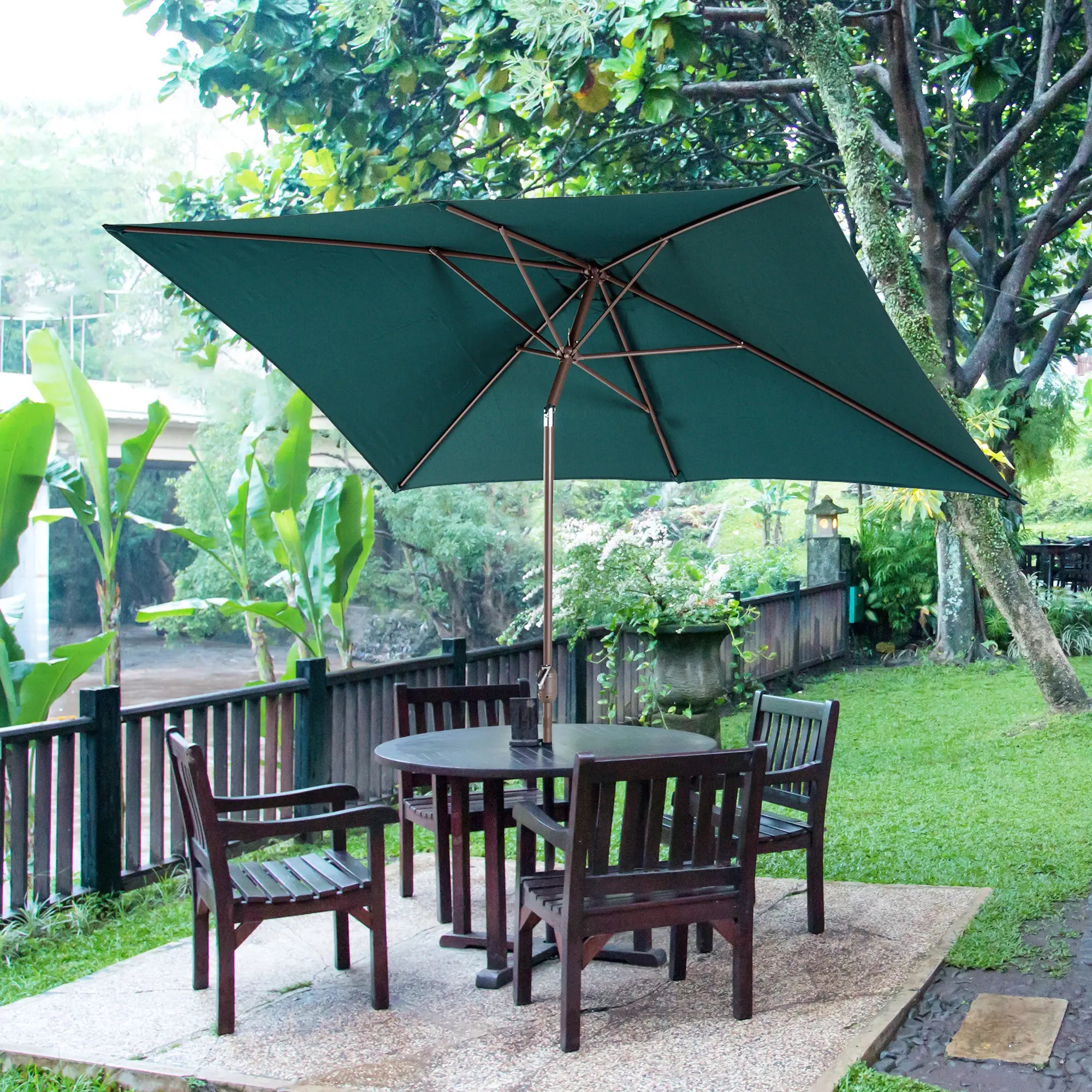 6.5x10ft Rectangle Aluminum Tilt Patio Umbrella, Green Sun Umbrellas at Gallery Canada