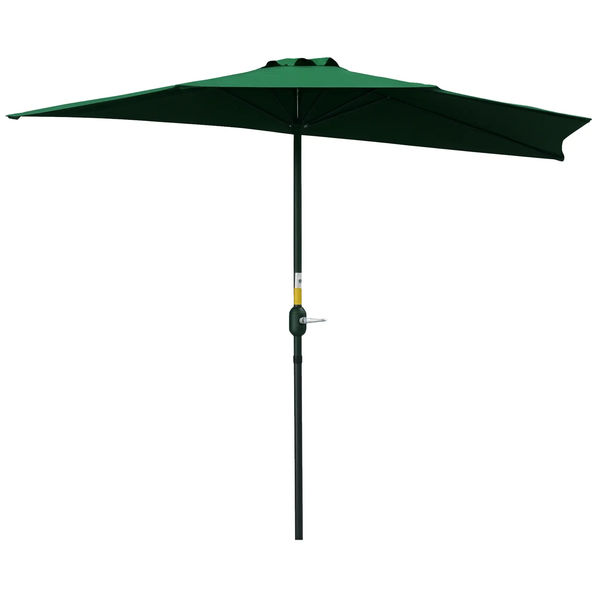 9.8ft Half Umbrella, Semi Round Patio Parasol, Crank Handle, Top Vent, Green Half Round Umbrellas at Gallery Canada