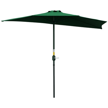 9.8ft Half Umbrella, Semi Round Patio Parasol, Crank Handle, Top Vent, Green Half Round Umbrellas at Gallery Canada