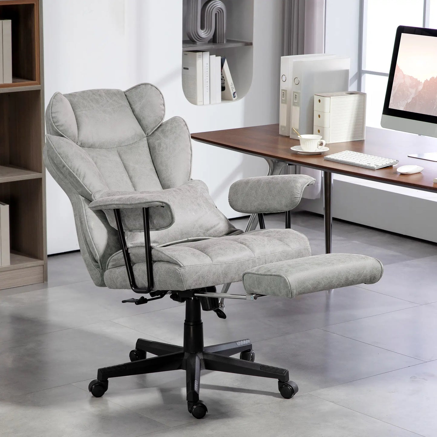 Big and Tall Office Chair with Foot Rest, 400LBS, Grey Executive & Manager Chairs at Gallery Canada