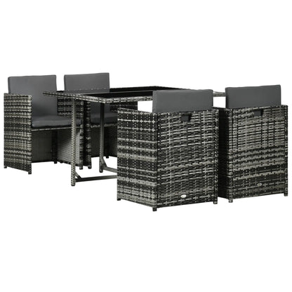 5 Piece Wicker Patio Dining Set, Glass Top Table, Grey Outdoor Dining Sets at Gallery Canada