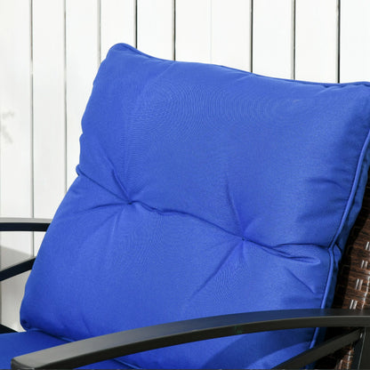 3 Pcs PE Rattan Rocking Chair Set, Bistro Set with Table, Dark Blue Outdoor Rocking Chairs at Gallery Canada