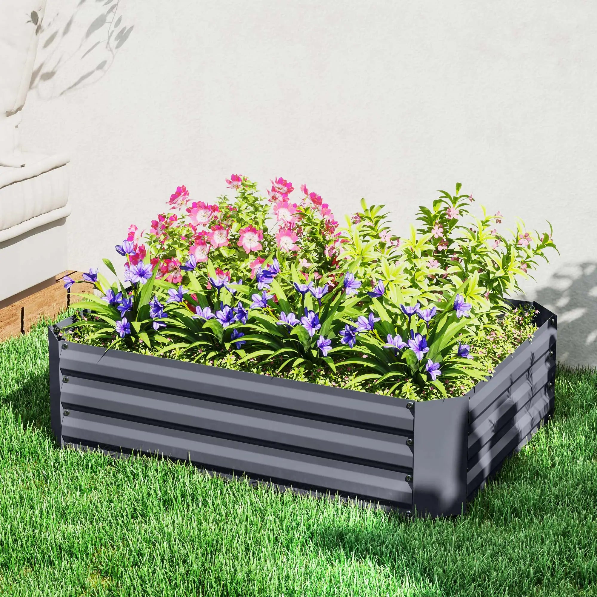 Galvanized Raised Garden Bed, 4' x 3' x 1', Outdoor Metal Planter Box, Dark Grey Galvanized Planter Boxes at Gallery Canada