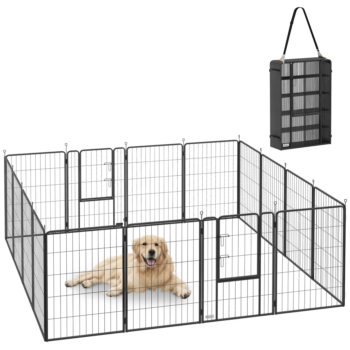 16 Panels Dog Playpen with Straps, Portable &; DIY, for Large Dogs, for Yard, RV, Camping, Garden, 39" Height Houses, Kennels & Pens at Gallery Canada