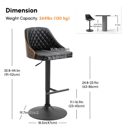 Modern PU Leather Bar Stools, Set of 2, Swivel, Adjustable Height, Black Bar Stools at Gallery Canada