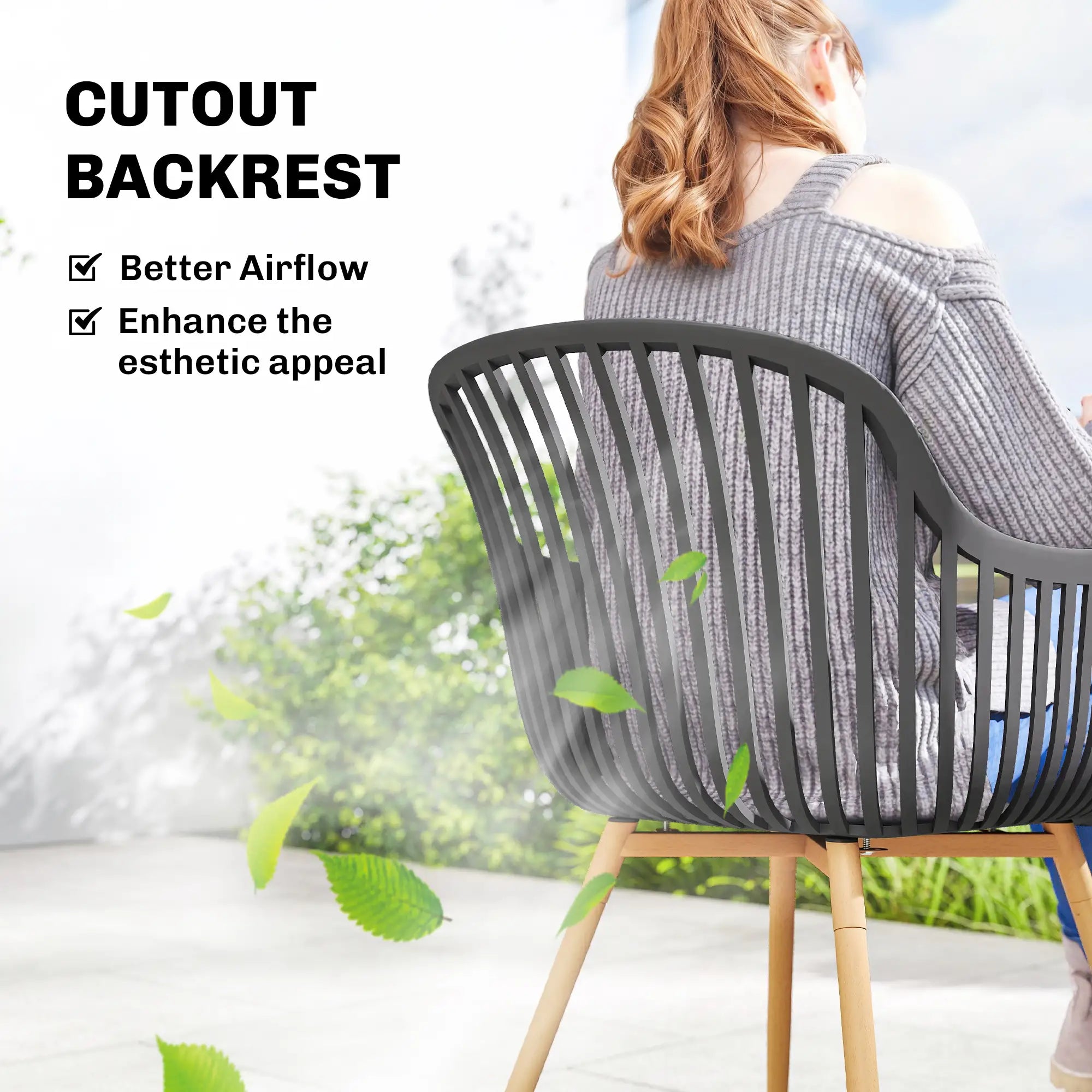 Outdoor Dining Chairs Set of 4, Patio Chairs, Slotted Backrest, Grey Patio Chairs at Gallery Canada
